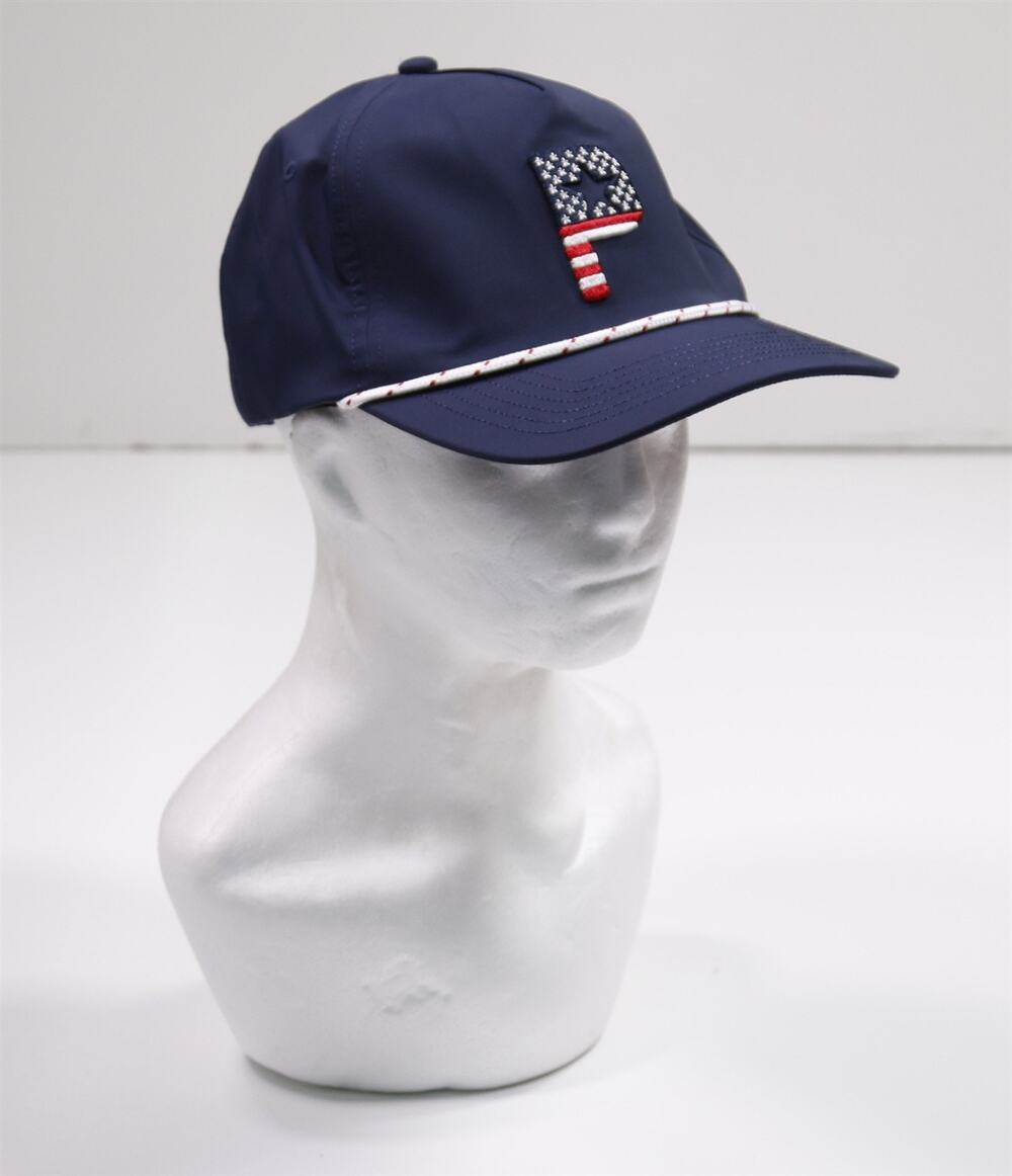 Puma USA Pars Stripes 5 Panel Navy Blue Performance Rope Hat Cap Golf